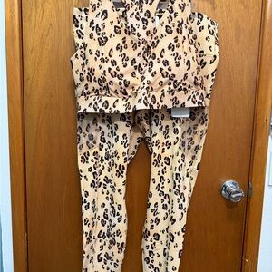 Fabletics Desert Leopard Print Active Set - Beige & Black